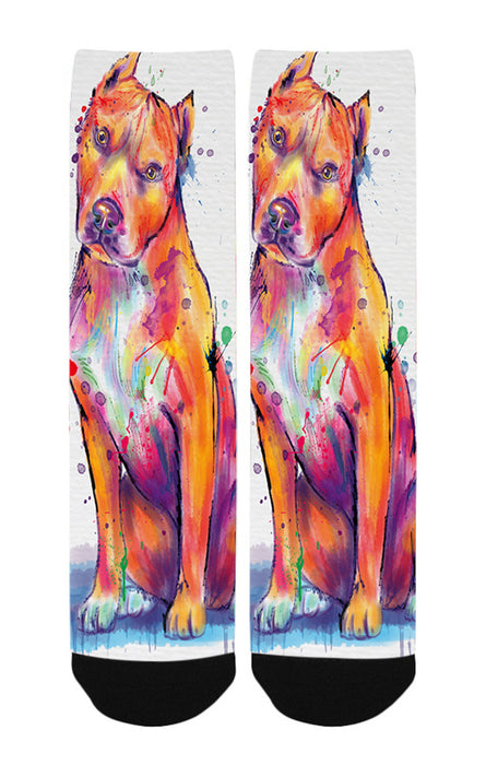 Watercolor Pit Bull Dog Women's Casual Socks