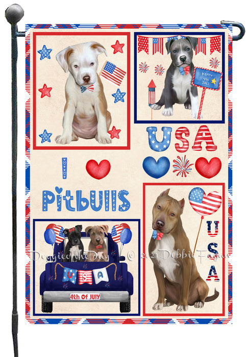 4th of July Independence Day I Love USA Pitbull Dogs Garden Flag GFLG66924