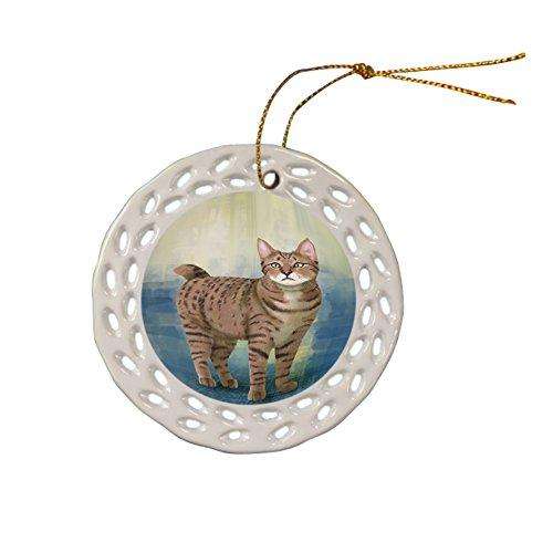 Pixie Bob Cat Christmas Doily Ceramic Ornament