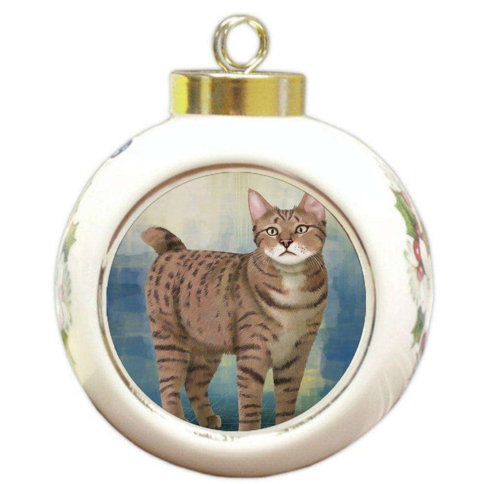 Pixie Bob Cat Round Ball Christmas Ornament