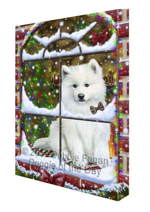 Please Come Home Christmas Happy Holidays Samoyed Dog Print on Canvas Wall Art CVS1089