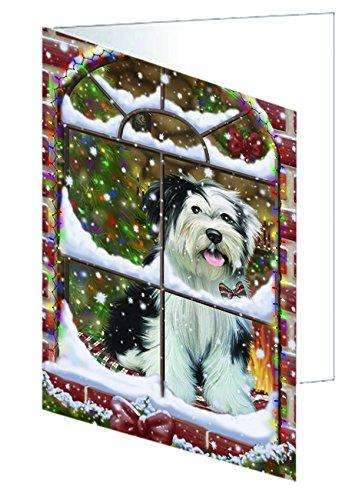 Please Come Home Christmas Happy Holidays Tibetan Terrier Dog Handmade Artwork Assorted Pets Greeting Cards and Note Cards with Envelopes for All Occasions and Holiday Seasons GCD1665