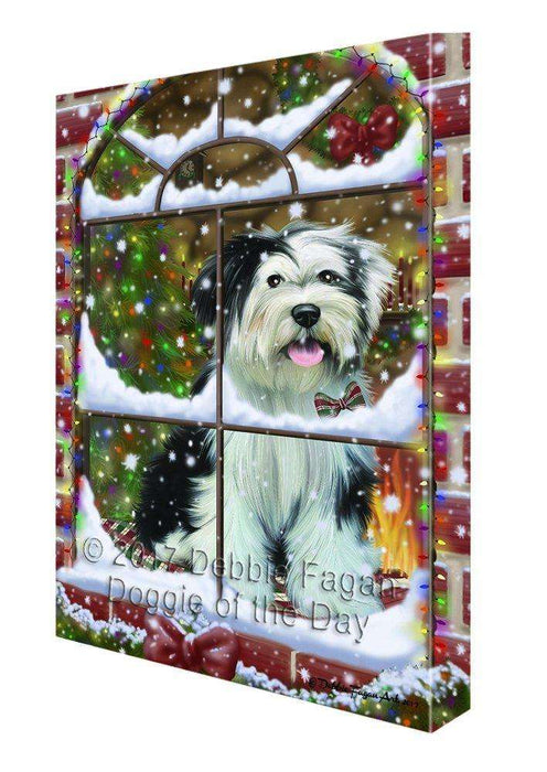 Please Come Home Christmas Happy Holidays Tibetan Terrier Dog Print on Canvas Wall Art CVS1098