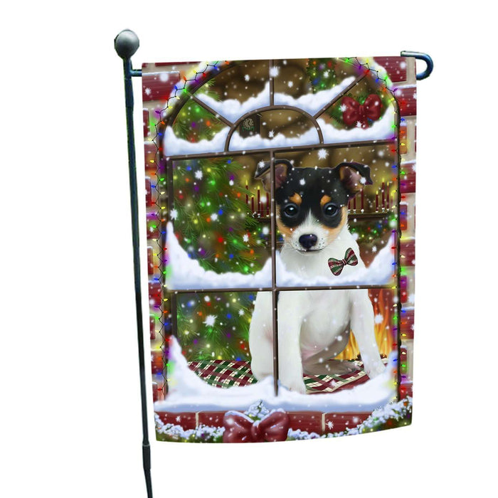 Please Come Home Christmas Holidays Rat Terrier Dog Wearing Santa Hat Garden Flag FLG120