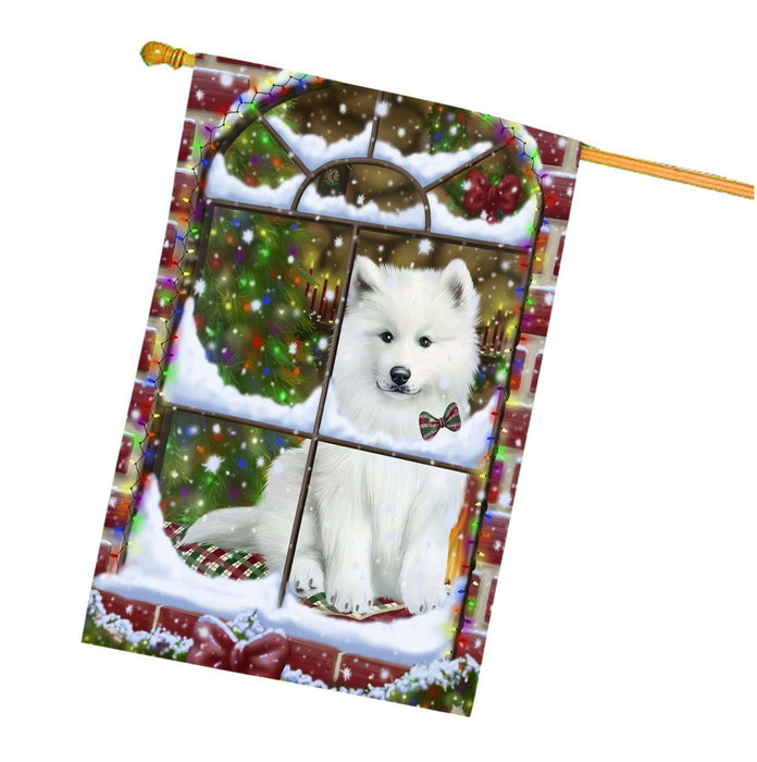 Please Come Home Christmas Holidays Samoyed Dog House Flag FLG097