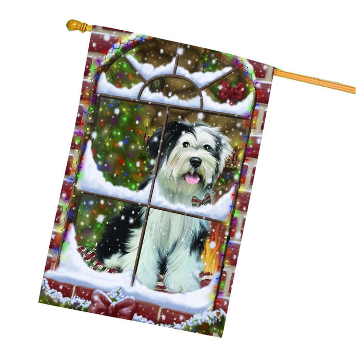 Please Come Home Christmas Holidays Tibetan Terrier Dog House Flag FLG098