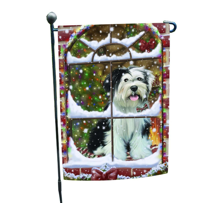 Please Come Home Christmas Holidays Tibetan Terrier Dog Wearing Santa Hat Garden Flag FLG122