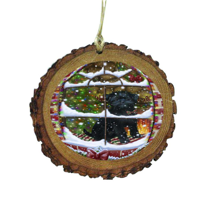 Please Come Home For Christmas Affenpinscher Dog Sitting In Window Wooden Christmas Ornament WOR49104