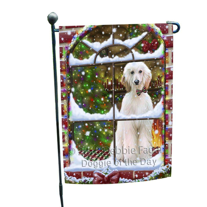 Please Come Home For Christmas Afghan Hound Dog Sitting In Window Garden Flag GFLG53665