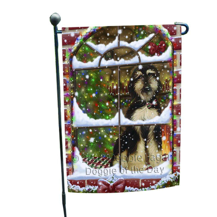 Please Come Home For Christmas Afghan Hound Dog Sitting In Window Garden Flag GFLG53666