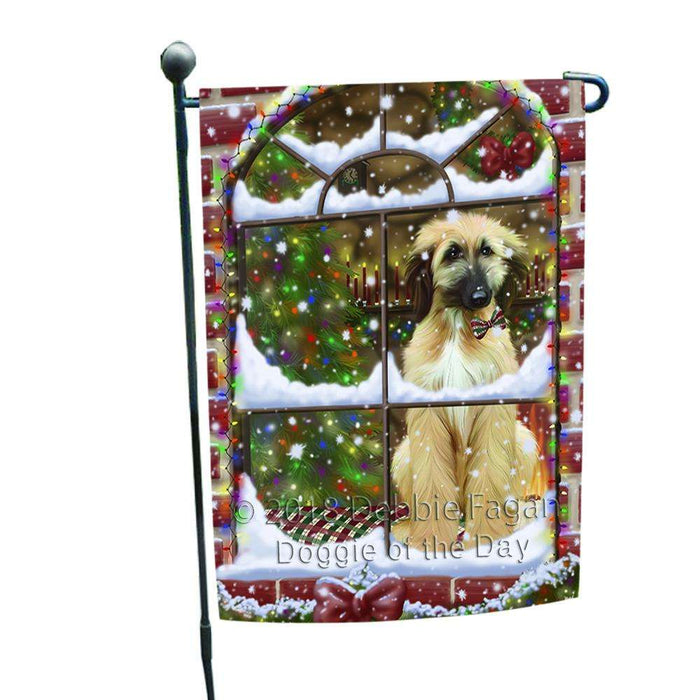 Please Come Home For Christmas Afghan Hound Dog Sitting In Window Garden Flag GFLG53667