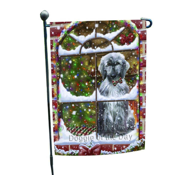 Please Come Home For Christmas Afghan Hound Dog Sitting In Window Garden Flag GFLG53668