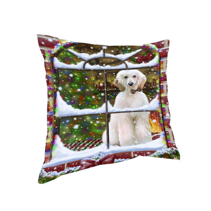 Please Come Home For Christmas Afghan Hound Dog Sitting In Window Pillow PIL71036