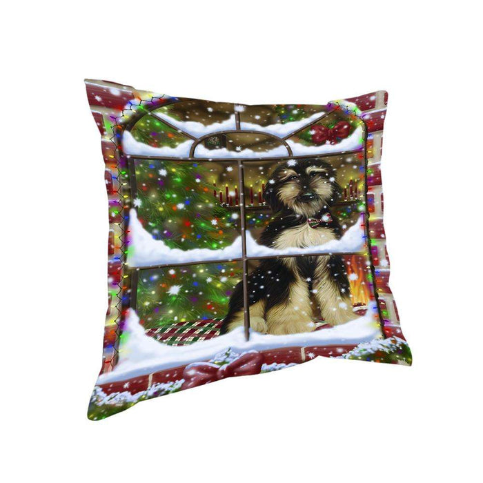 Please Come Home For Christmas Afghan Hound Dog Sitting In Window Pillow PIL71040