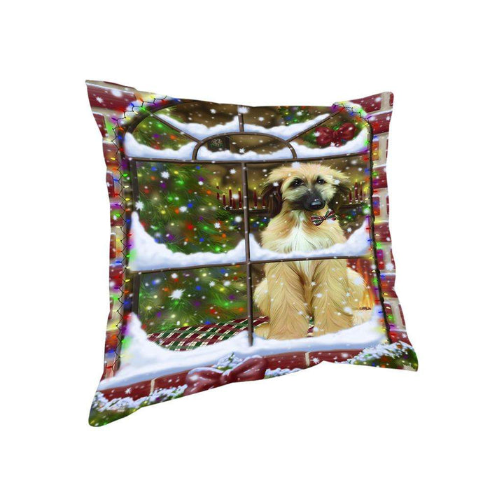 Please Come Home For Christmas Afghan Hound Dog Sitting In Window Pillow PIL71044