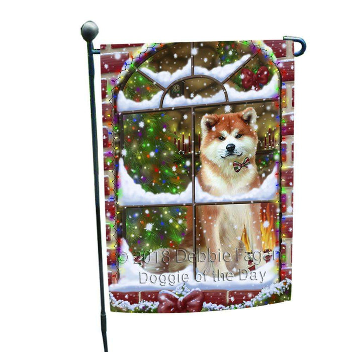 Please Come Home For Christmas Akita Dog Sitting In Window Garden Flag GFLG53669