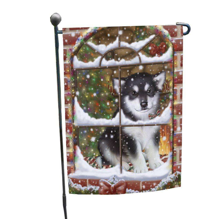 Please Come Home For Christmas Alaskan Malamute Dog Sitting In Window Garden Flag GFLG48334