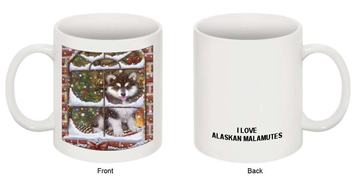 Please Come Home For Christmas Alaskan Malamute Dog Sitting In Window Mug MUG48248