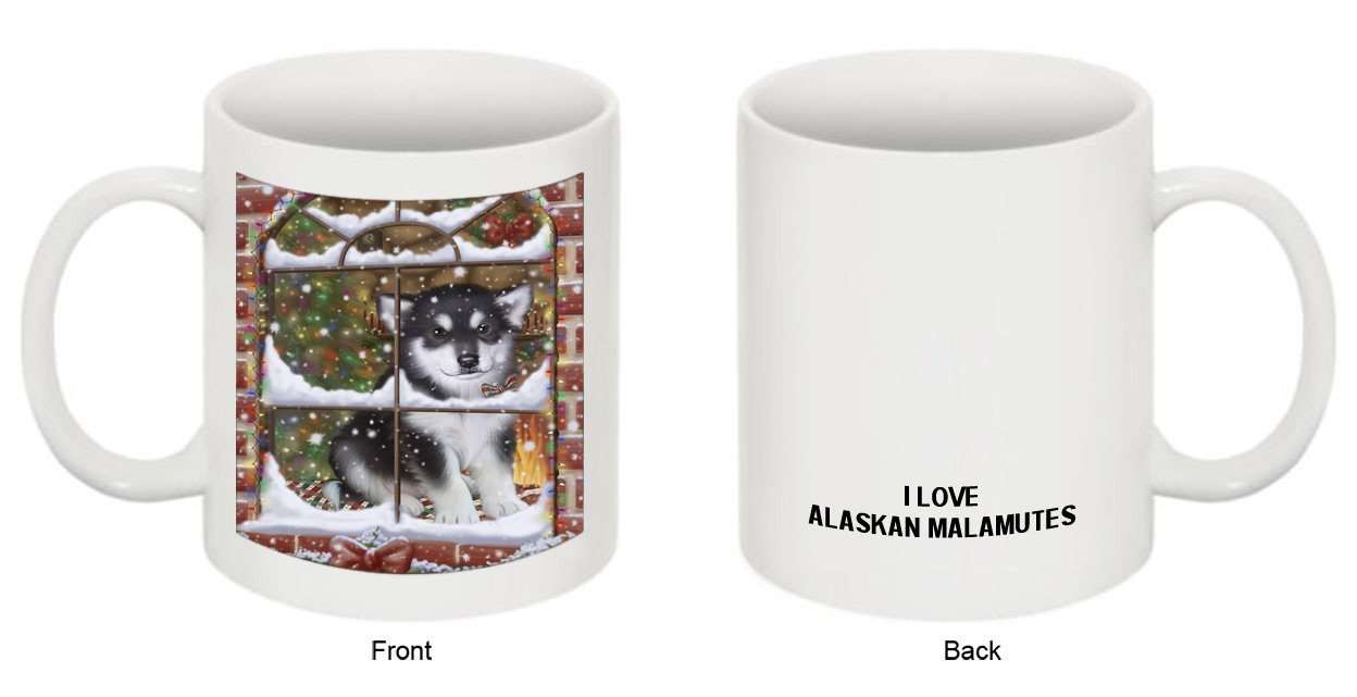 Please Come Home For Christmas Alaskan Malamute Dog Sitting In Window Mug MUG48249