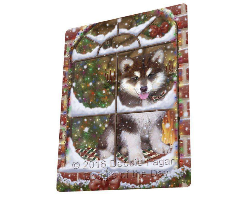 Please Come Home For Christmas Alaskan Malamute Dog Sitting In Window Tempered Cutting Board C49920
