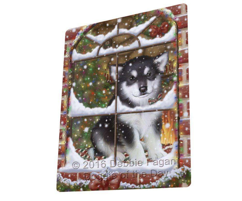 Please Come Home For Christmas Alaskan Malamute Dog Sitting In Window Tempered Cutting Board C49923