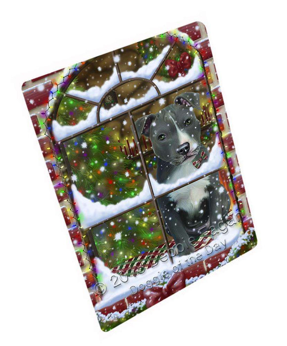 Please Come Home For Christmas American Staffordshire Terrier Dog Sitting In Window Large Refrigerator / Dishwasher Magnet RMAG82542