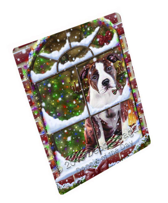 Please Come Home For Christmas American Staffordshire Terrier Dog Sitting In Window Large Refrigerator / Dishwasher Magnet RMAG82548