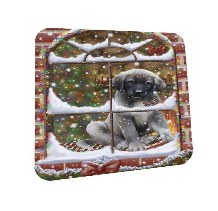 Please Come Home For Christmas Anatolian Shepherds Dog Sitting In Window Coasters Set of 4