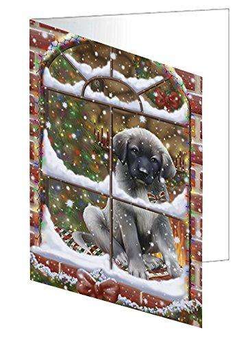 Please Come Home For Christmas Anatolian Shepherds Dog Sitting In Window Handmade Artwork Assorted Pets Greeting Cards and Note Cards with Envelopes for All Occasions and Holiday Seasons