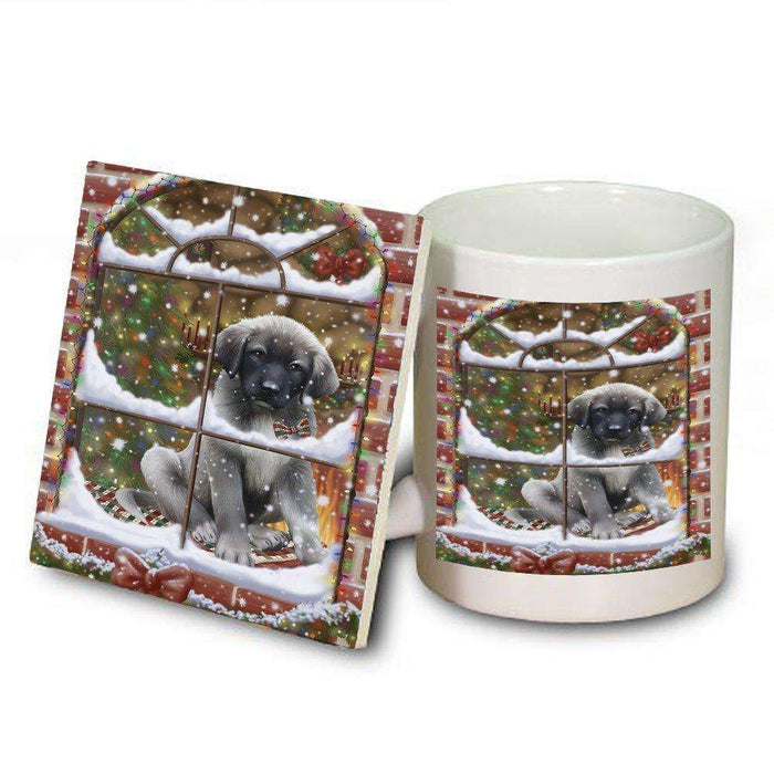 Please Come Home For Christmas Anatolian Shepherds Dog Sitting In Window Mug and Coaster Set