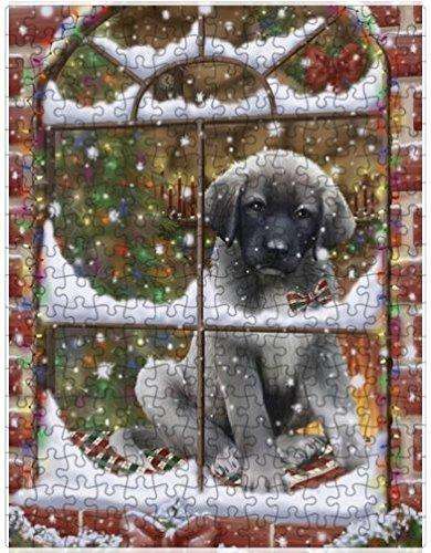 Please Come Home For Christmas Anatolian Shepherds Sitting In Window Puzzle with Photo Tin