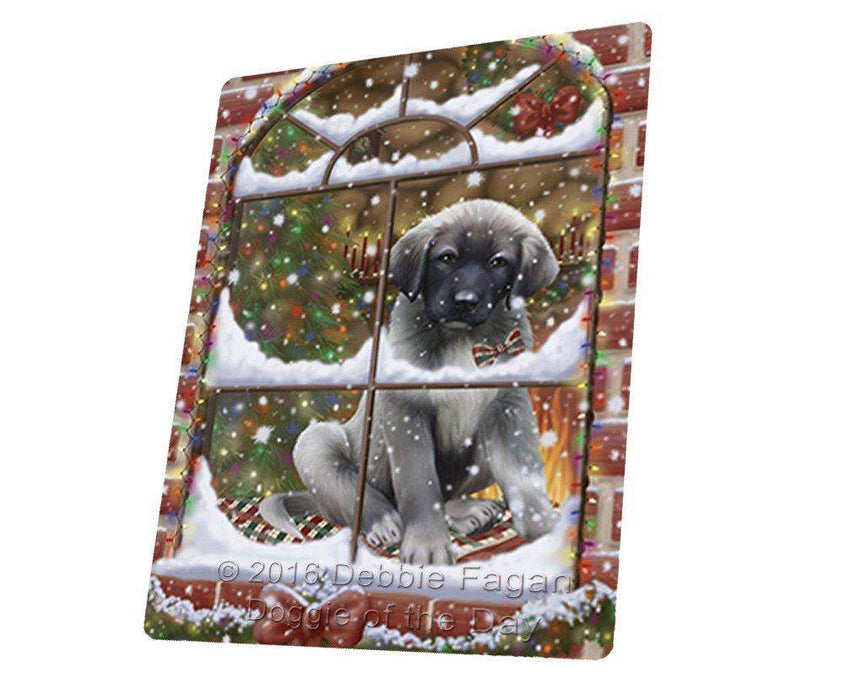 Please Come Home For Christmas Anatolian Shepherds Sitting In Window Tempered Cutting Board