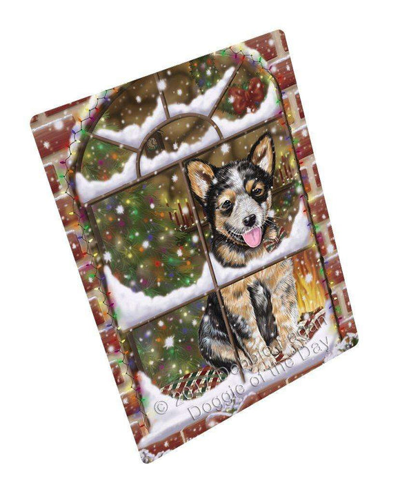 Please Come Home For Christmas Australian Cattle Dog Sitting In Window Art Portrait Print Woven Throw Sherpa Plush Fleece Blanket