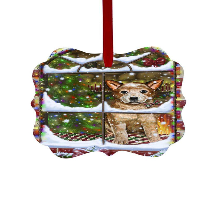 Please Come Home For Christmas Australian Cattle Dog Sitting In Window Double-Sided Photo Benelux Christmas Ornament LOR49118