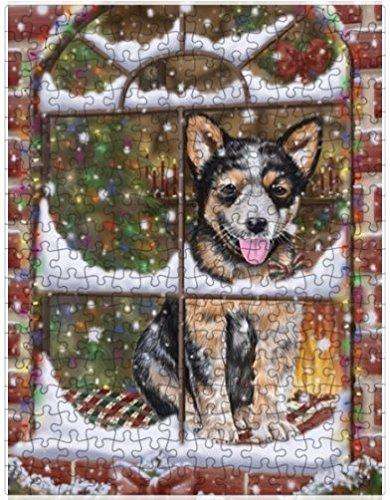 Please Come Home For Christmas Australian Cattle Dog Sitting In Window Puzzle with Photo Tin