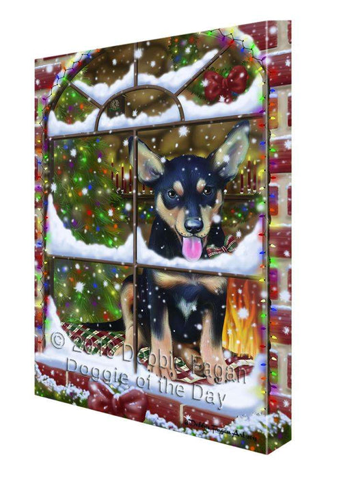 Please Come Home For Christmas Australian Kelpie Dog Sitting In Window Canvas Print Wall Art Décor CVS103283