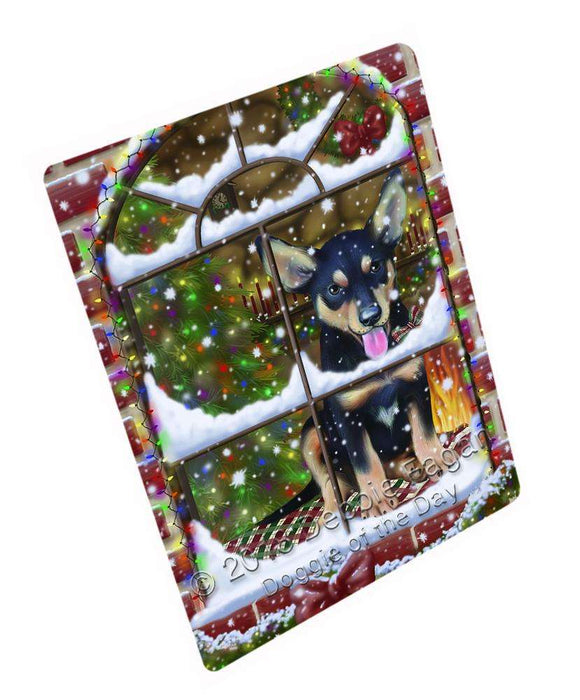 Please Come Home For Christmas Australian Kelpie Dog Sitting In Window Large Refrigerator / Dishwasher Magnet RMAG84504