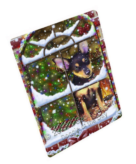 Please Come Home For Christmas Australian Kelpies Dog Sitting In Window Magnet Mini (3.5" x 2")