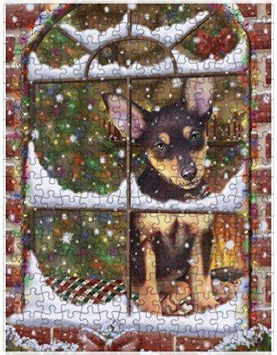 Please Come Home For Christmas Australian Kelpies Dog Sitting In Window Puzzle with Photo Tin D572