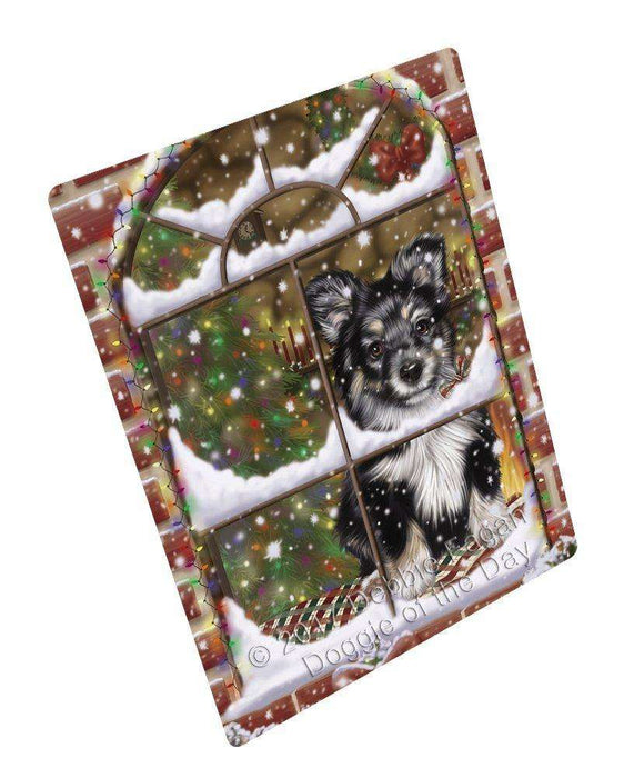 Please Come Home For Christmas Australian Shepherds Dog Sitting In Window Magnet Mini (3.5" x 2")