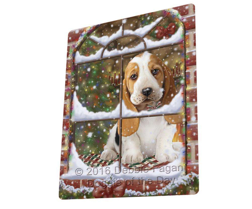 Please Come Home For Christmas Basset Hound Dog Sitting In Window Magnet Mini (3.5" x 2") MAG49926