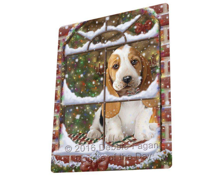 Please Come Home For Christmas Basset Hound Dog Sitting In Window Tempered Cutting Board C49926