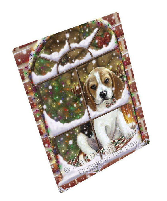 Please Come Home For Christmas Beagles Dog Sitting In Window Art Portrait Print Woven Throw Sherpa Plush Fleece Blanket
