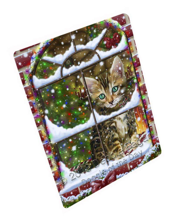 Please Come Home For Christmas Bengal Cat Sitting In Window Large Refrigerator / Dishwasher Magnet RMAG82566