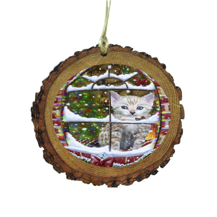 Please Come Home For Christmas Bengal Cat Sitting In Window Wooden Christmas Ornament WOR49132