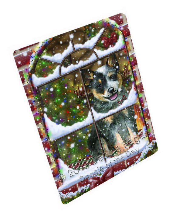 Please Come Home For Christmas Blue Heeler Dog Sitting In Window Cutting Board C65301