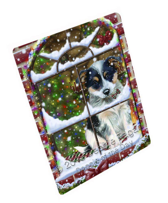 Please Come Home For Christmas Blue Heeler Dog Sitting In Window Cutting Board C65304