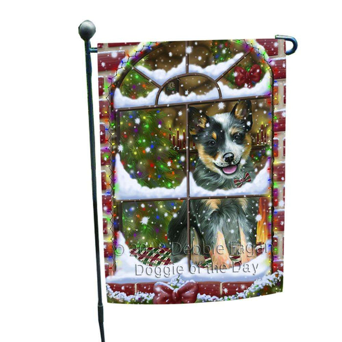 Please Come Home For Christmas Blue Heeler Dog Sitting In Window Garden Flag GFLG53681