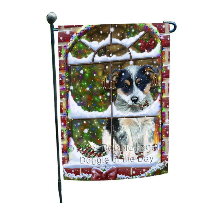 Please Come Home For Christmas Blue Heeler Dog Sitting In Window Garden Flag GFLG53682