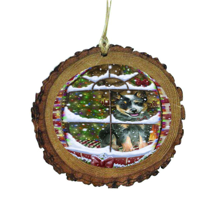 Please Come Home For Christmas Blue Heeler Dog Sitting In Window Wooden Christmas Ornament WOR49138